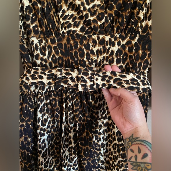 Vixen by Micheline Pitt Leopard Print Wrap Dress in Brown and Black - Picture 4 of 6